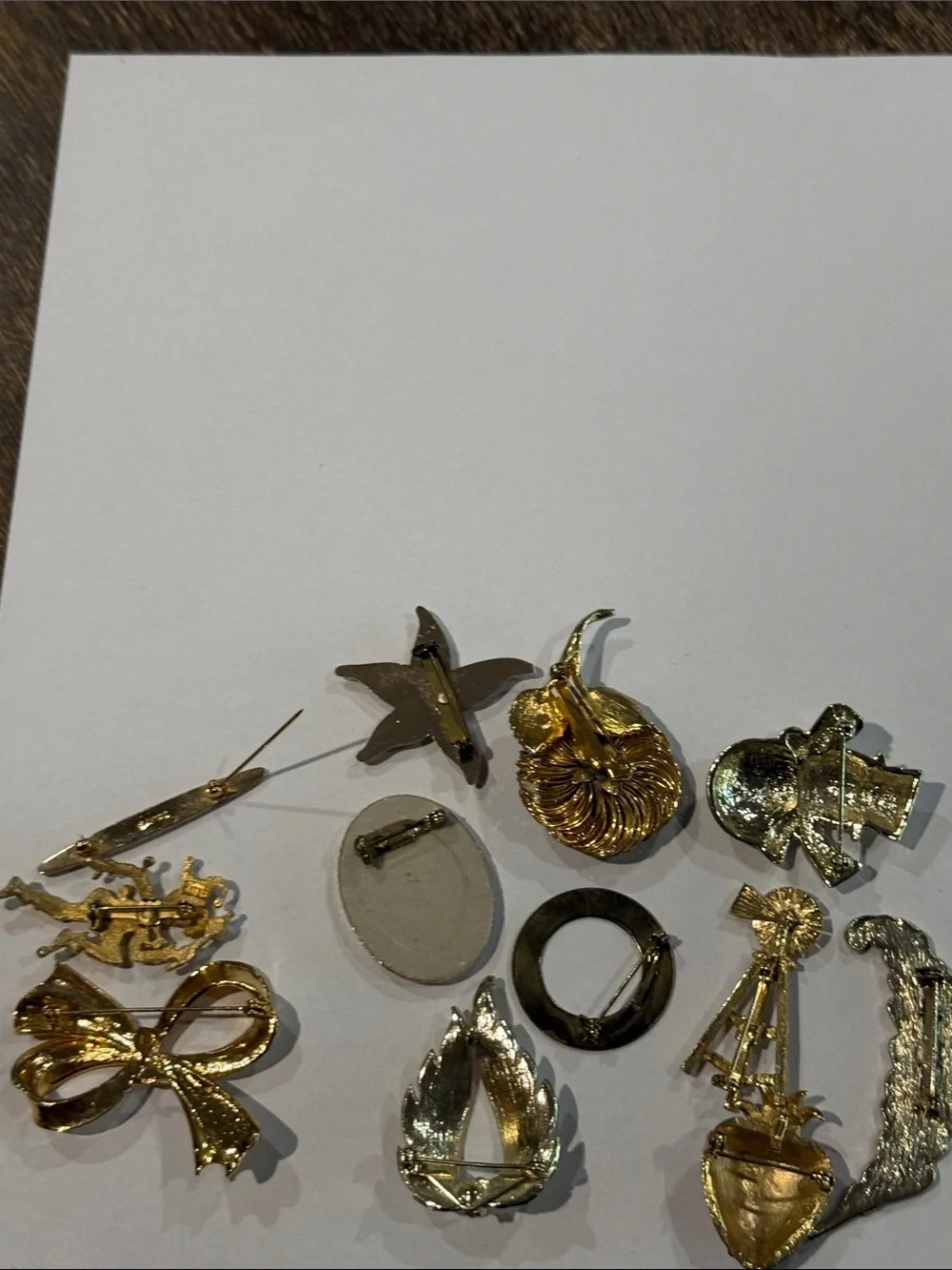 Vintage lot of 12 Assorted Brooch Pin Set / 3 Signed Ali Cathe and Avon Goldtone